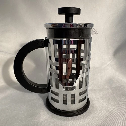 BODUM Chrome Eileen 12Oz French Press Coffee Maker Glass Insert 6.25” Tall