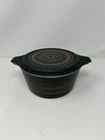 Rare Vintage Pyrex Black Brown Terra Striped 474-B 1.5 Quart With Lid Chip