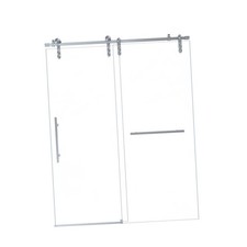 Luxury Frameless Shower Door, 44-48" W x 76" H, Clear Tempered Glass  Stainless