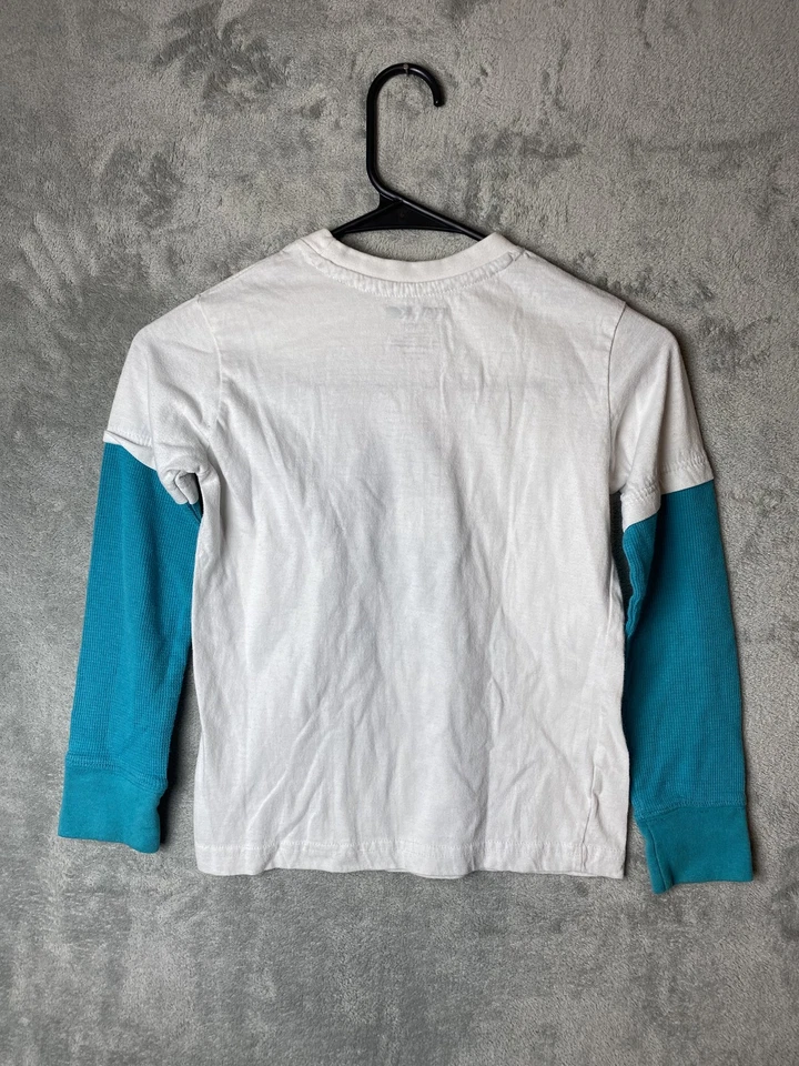 Hawk Kids S длинным рукавом рубашка белый бирюзовый графический дизайн - Изображение 4 из 4