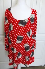 ATTITUDES  BY  RENEE  WOMEN'S PLUS  SIZE 2X RED BLACK WHITE PRINT 3/4 SLEEVES