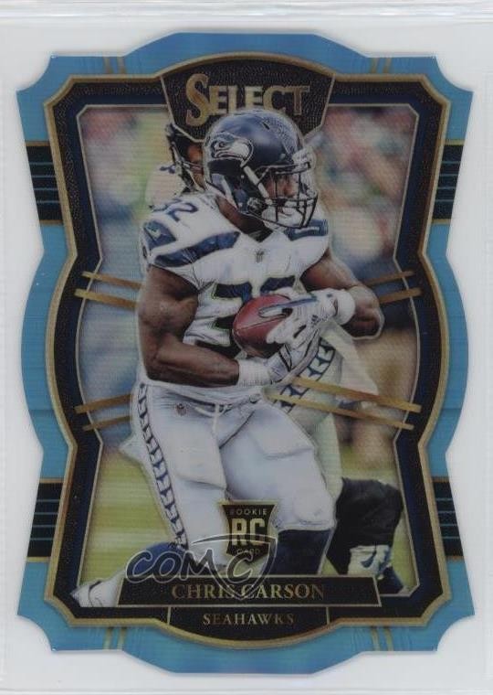 2017 Panini Select Premier Level Die-Cut Light Blue Prizm 3/99 Chris Carson 04u5