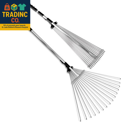 Adjustable Metal Rake - Collapsible & Telescopic - Garden, Yard, & Lawn - Ideal