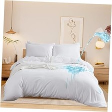 Waterproof Duvet Cover Size 3-Piece Set, 90x106 Inch Breathable King White