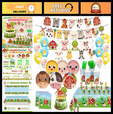 180PCS Farm Animals Birthday Party Set for 24 Guests - Plates, Cups, Balloons 