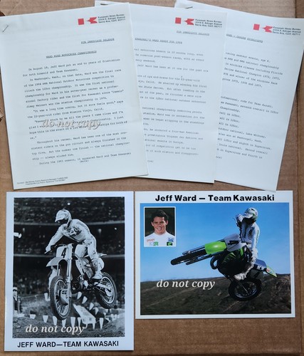 Vtg 1984 Jeff Ward Team Kawasaki Motocross Racing Press Kit Photo 125cc Champ