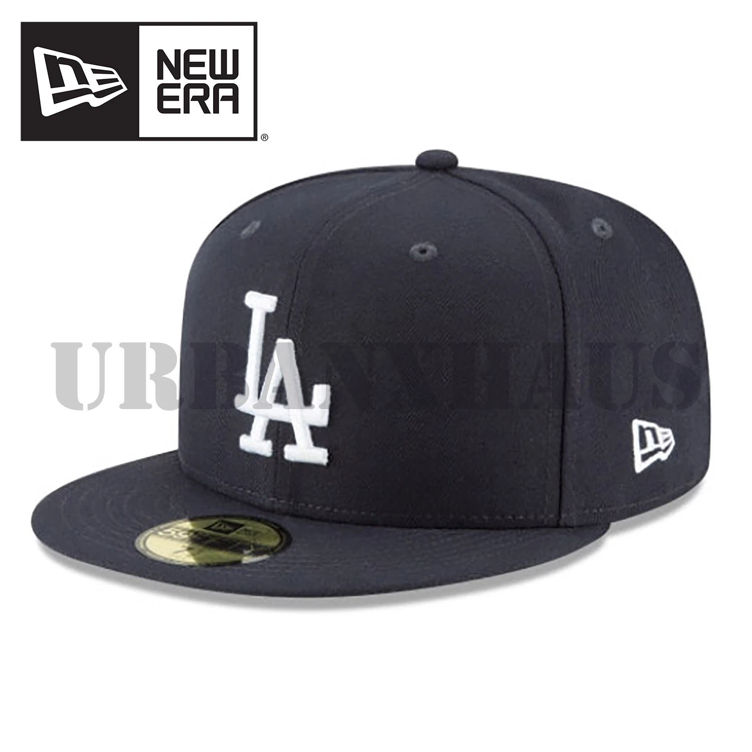 Genuine Los Angeles Dodgers New Era 59FIFTY Fitted Hat Navy White LA Logo Cap