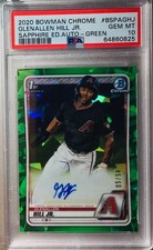 2020 BOWMAN CHROME GLENALLEN HILL JR. SAPPHIRE ED AUTO GREEN /50 PSA GEM MINT 10