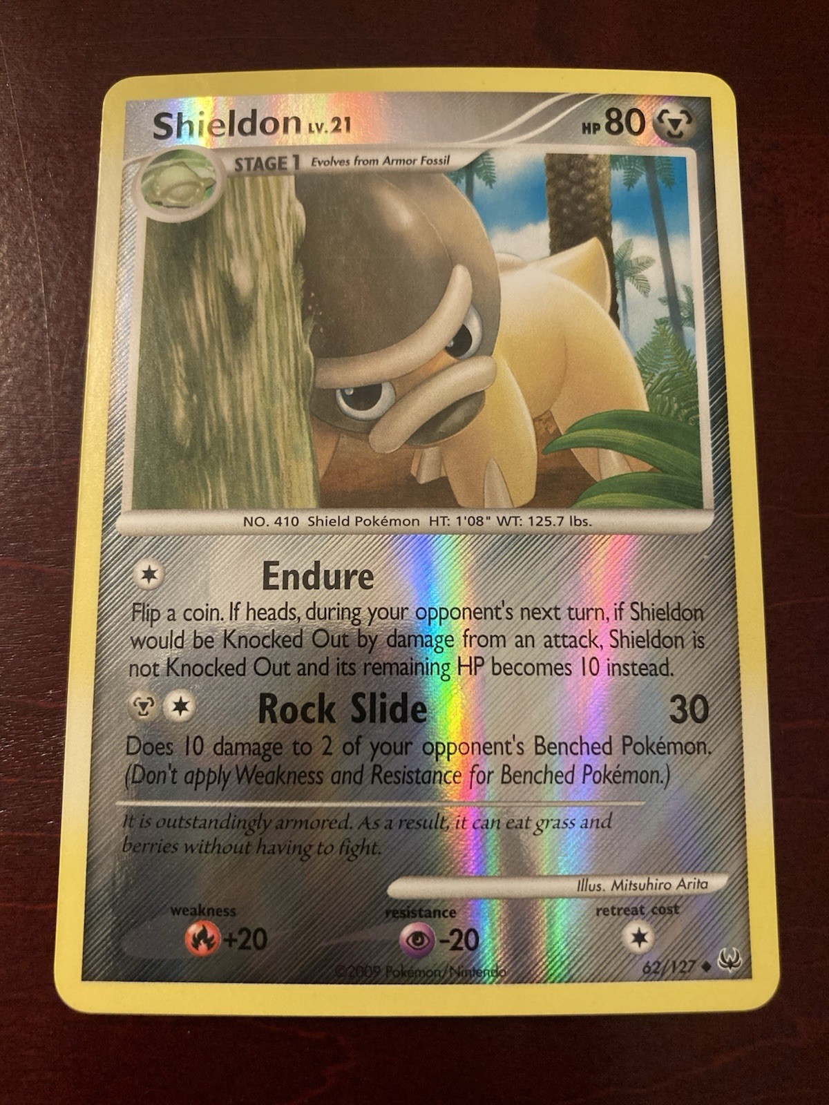 Shieldon LV.21 62/127 Platinum Reverse Holo Pokémon TCG Card NM