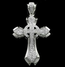 3.00 CT Round Cut Moissanite Real 925 Sterling Silver Cross Men's Charm Pendant
