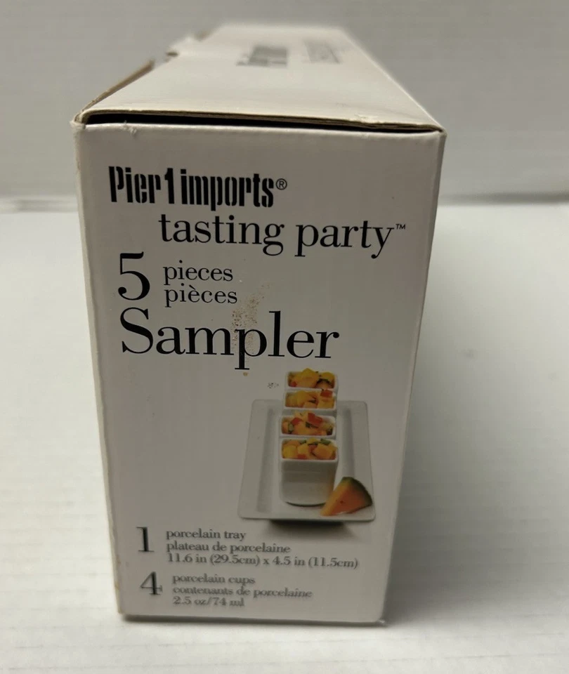 PIER 1 IMPORTS Tasting Party 5 Pc Porcelain Cup Set Sampler W/Tray - Image 2 of 4