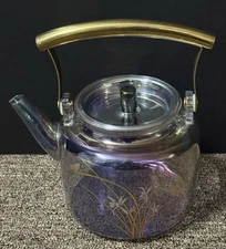 Clear Decorative Floral & Butterfly Design Teapot Water Kettle W/ Lid