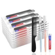 30pcs Disposable Toothbrushes with Toothpaste and Comb Individually Wrapped,1...