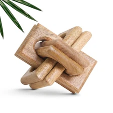 Boho Wooden Chain Links Decorative Object for Coffee Table & Shelf | Handmade...