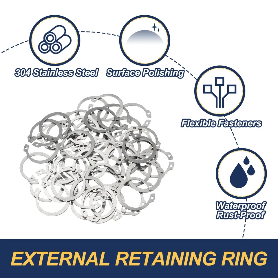 50 Pcs 33mm OD External Retaining Rings C-Clip Snap Rings Stainless Steel - Bild 3 von 4