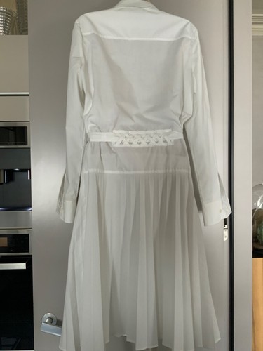 Woman’s Veronique Branquinho white gaufre pleated summer dress size 40 - Picture 2 of 11