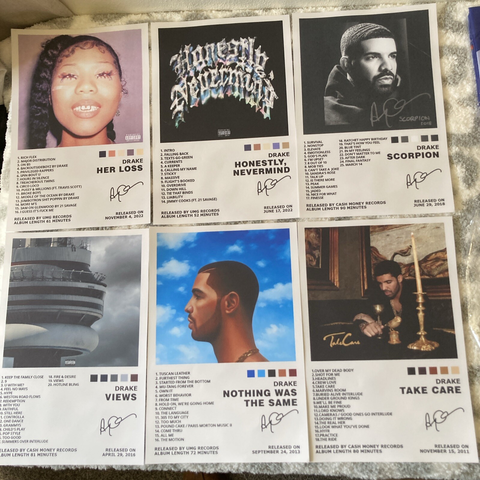 Drake Album Cover Canvas Posters - 8x12 inch Music Posters Hip Hop Rap Set Of 6