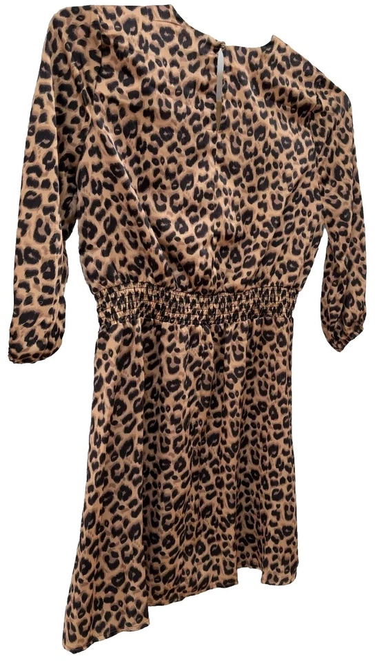 Sam Edelman животное гепард печать 3/4 рукав короткое платье размер 2 классический шик - Изображение 2 из 4