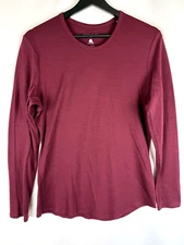 Seg'ments Women's Wine Crew Neck L/S Washable 100% Merino Wool Pullover Medium M