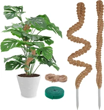 2 Pack 25 Inch Coco Coir Moss Poles for Climbing Indoor Plants - Handmade Plant