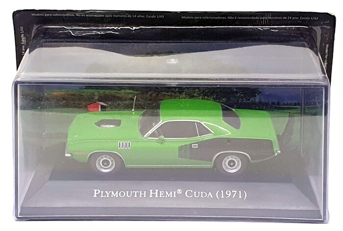 1/43 Scale Altaya 1971 Plymouth Hemi Cuda Green Black Diecast Model