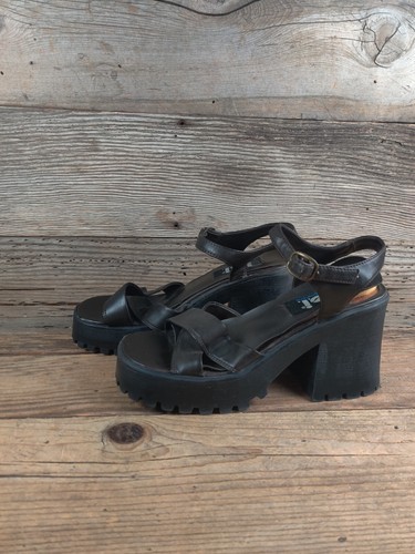L.E.I. FAUX LEATHER PLATFORM CHUNKY HEEL SHOES MADE IN BRAZIL WOMENS SZ 7.5 - Picture 2 of 5