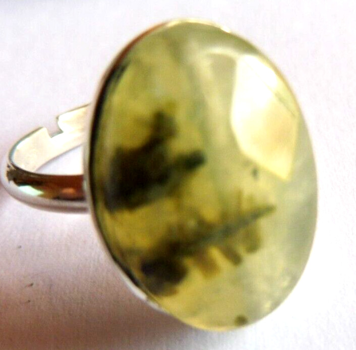 Bague prehnite biseautée en argent massif, cadeau idéal taille 52-56
