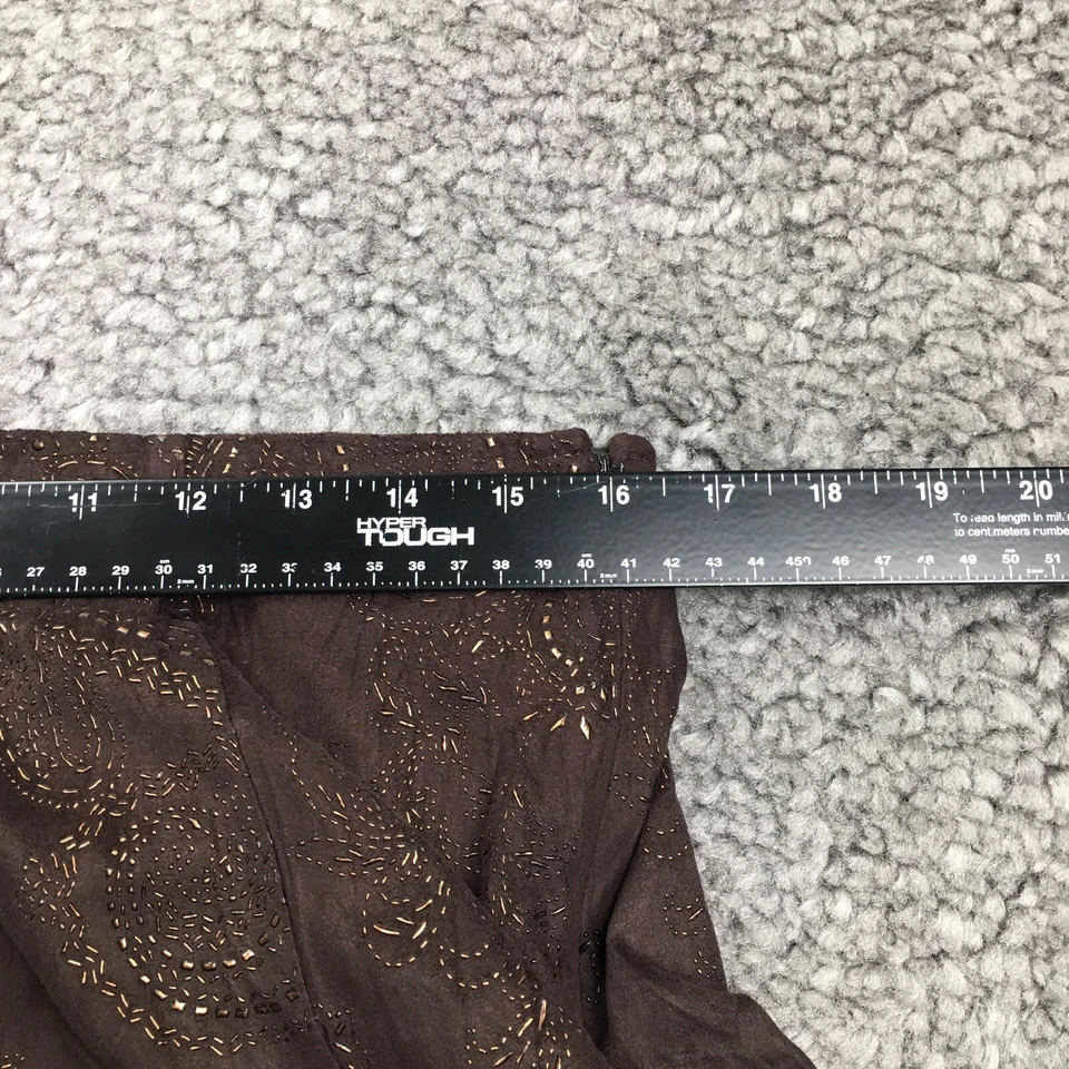 Chico's Womens Skirt Sz 1 US M Brown Paisley Beaded Lined Side Zip - Image 4 of 4