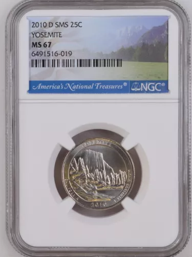 2010 D Yosemite National Park SMS NGC MS67 - 25c Satin MS 67