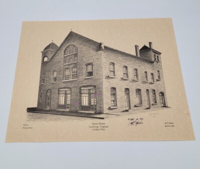 Vintage Signed Print Opera House Leesburg Virginia Mesko 1984