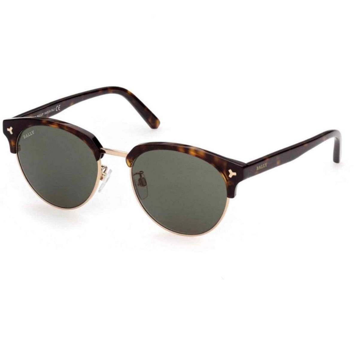 Bally BY0039-D 52N Brown Tortoise Round Metal Sunglasses 