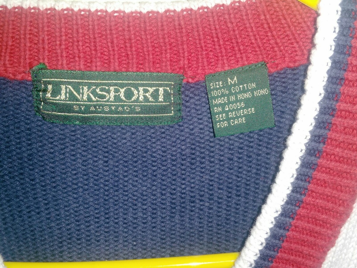 Vintage 80's Linksport V-neck Golf Embroidered Knitted Sweater