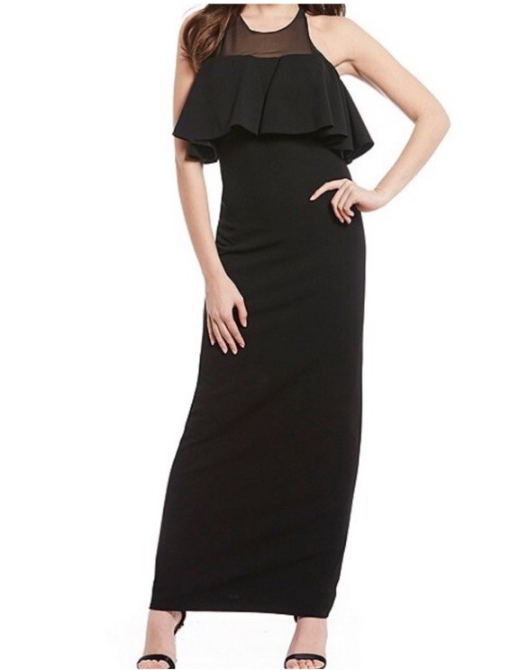 Belle Badgley Mischka Catherine Sleeveless Gown, Womens, 6, Black
