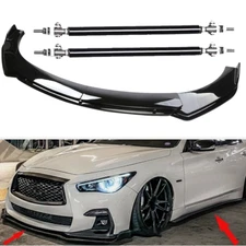 Front Bumper Lip Body Kit Spoiler Splitter Glossy Black For INFINITI Q50 Q60