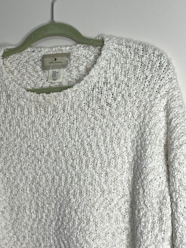 Ruby Moon Ivory Knobby Sweater Gold Metallic Thread Knit Top Womens Sweater XL - Picture 4 of 10