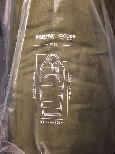 Kanyak Cloud Sleeping Bag Y150 86.61" (Tall) & 31.49" (Wide) Green New Sealed - Picture 5 of 6