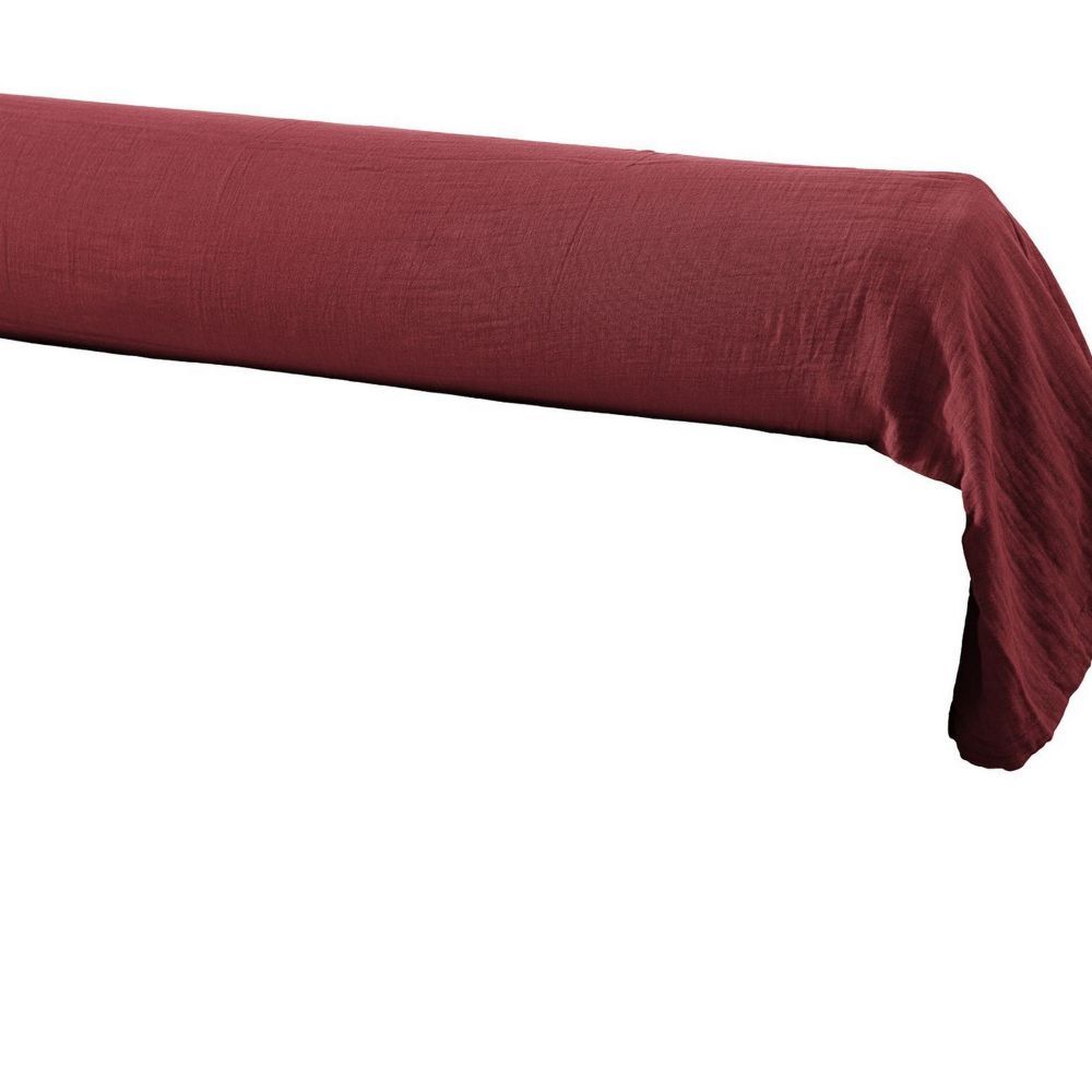 Taie de traversin 85x185 cm gaze de coton Gaïa Lie De Vin pour grand lit