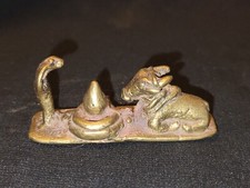 Antique Traditional Indian Bronze Naga with Shiva Lingam & Nandi Collectible #4