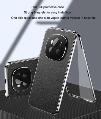 Magnetic Metal Tempered Glass Leather Full body Case For Honor Magic6 Ultimate