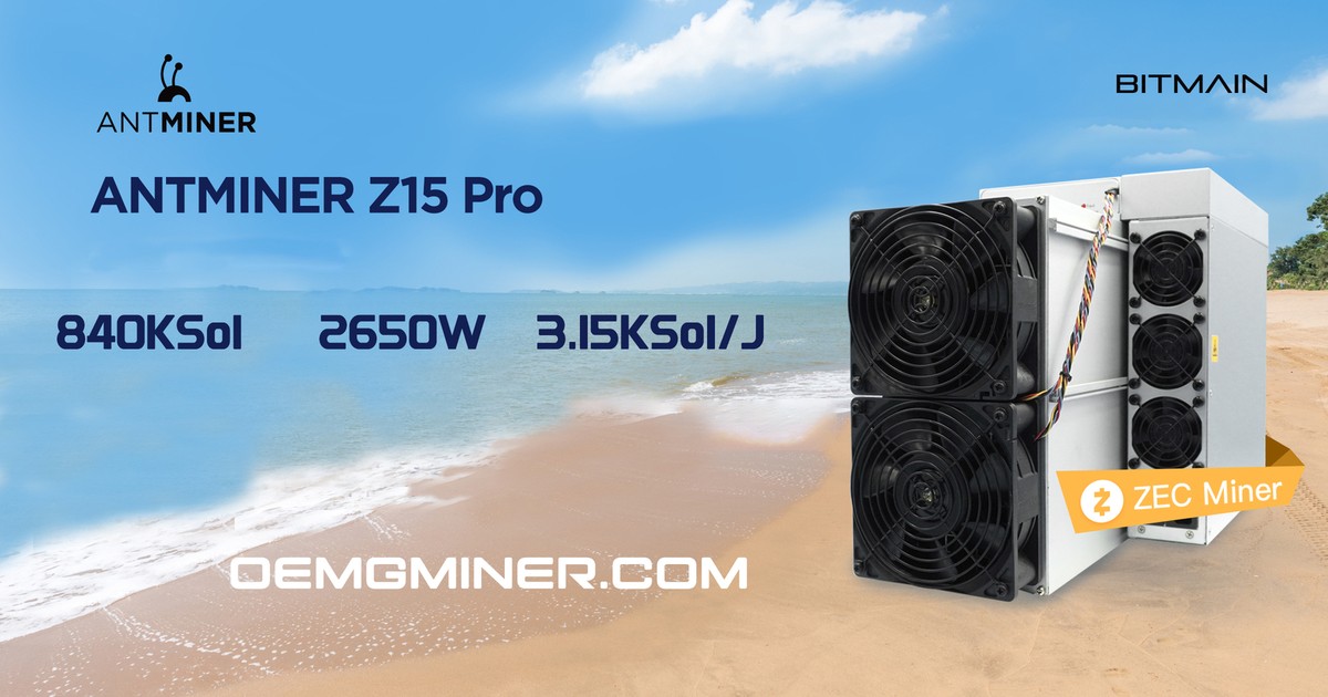 New Bitmain Antminer Z15 Pro 840ksol/s 2650W ZEC Miner ZEC ASIC