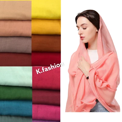 Premium Quality Plain Cotton Viscose Long Maxi Scarf Hijab Headwrap For Women UK