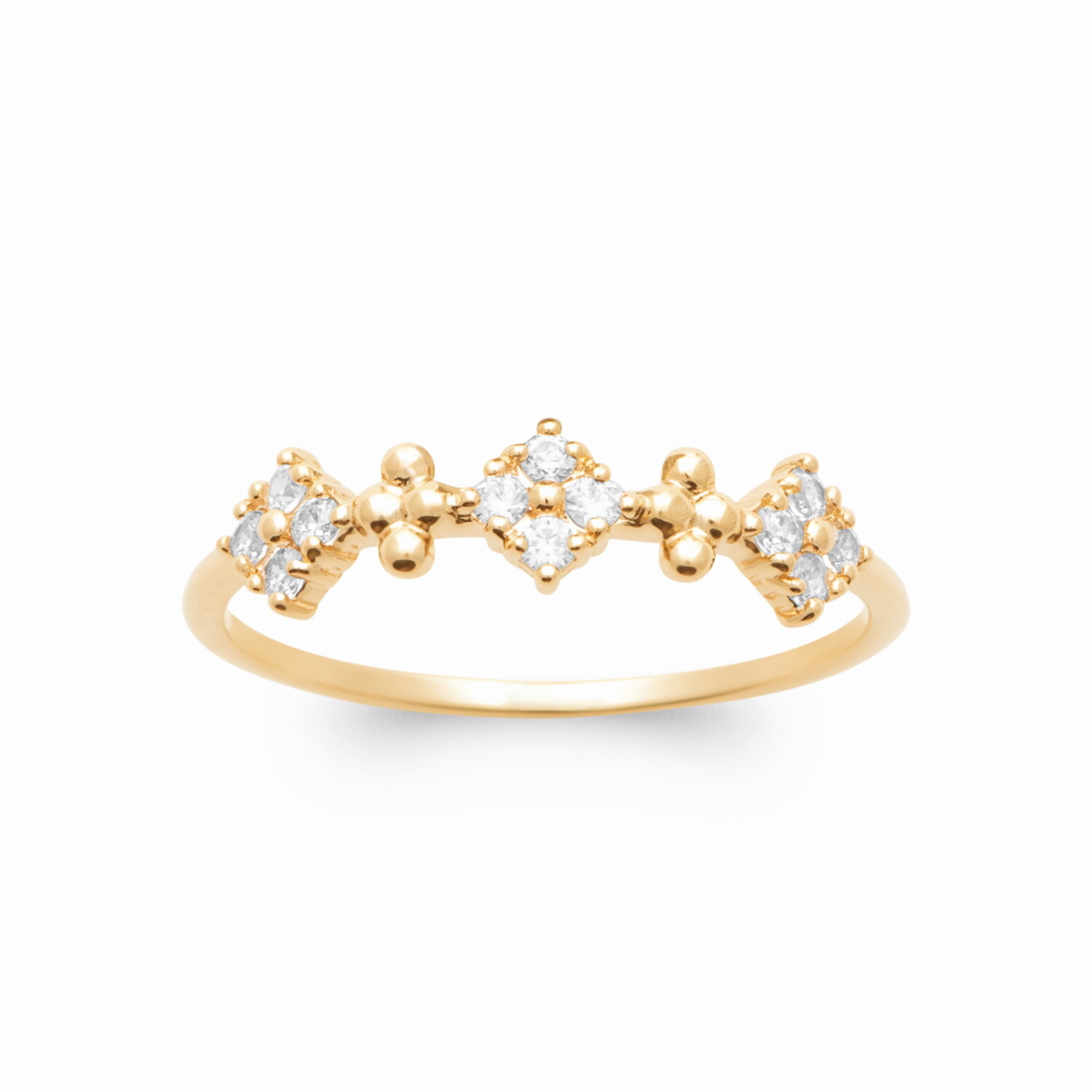 Bague losanges plaqué or 18k et zirconium pour sublimer vos tenues de soirée