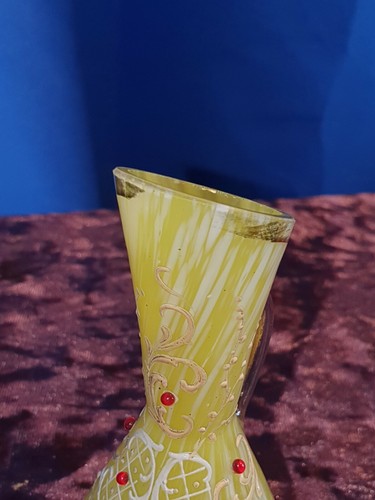 Victorian Welz (?) Yellow & White Spatter Glass, Enamelled Ewer - Picture 5 of 7