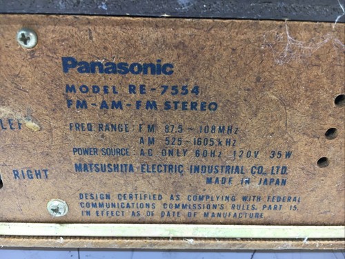 Sintonizador estéreo AM/FM Panasonic RE-7554 de colección - Imagen 7 de 7