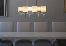 Décor Therapy CH1924 Cora Crystal and Glass 6-Light Trestle Chandelier In Chrome