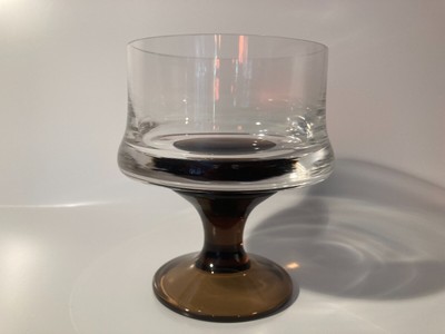 3 Likörgläser Likörschalen brauner runder Fuß - Rauchglas ~ 60er