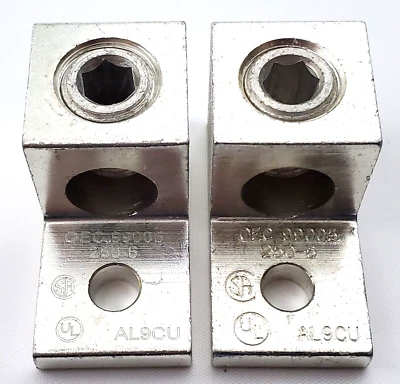 Lot of 2 Morris 90720 Dual Rated Aluminum Mechanical One Hole Lugs 250 MCM