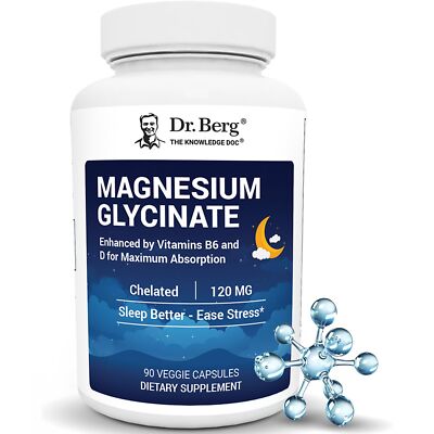 Dr. Berg Magnesium Glycinate with Vitamin D B6 & Zinc for Stress Relief Calm ...