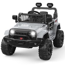   12V Kids Ride On Truck with Remote Control Headlight Music Spring Suspension