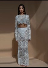 Lace Summer Dress 2piece Maxi Skirt Crochet Top And Skirt Set White Crochet Flow